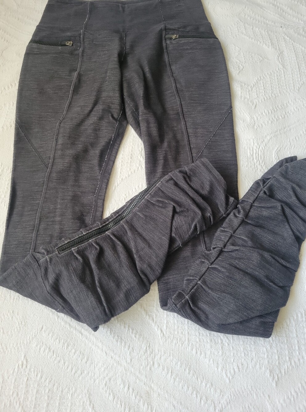 Lululemon Vintage Insight Pant Deep Coal Slub Denim Moto Ruched Ankle Size
